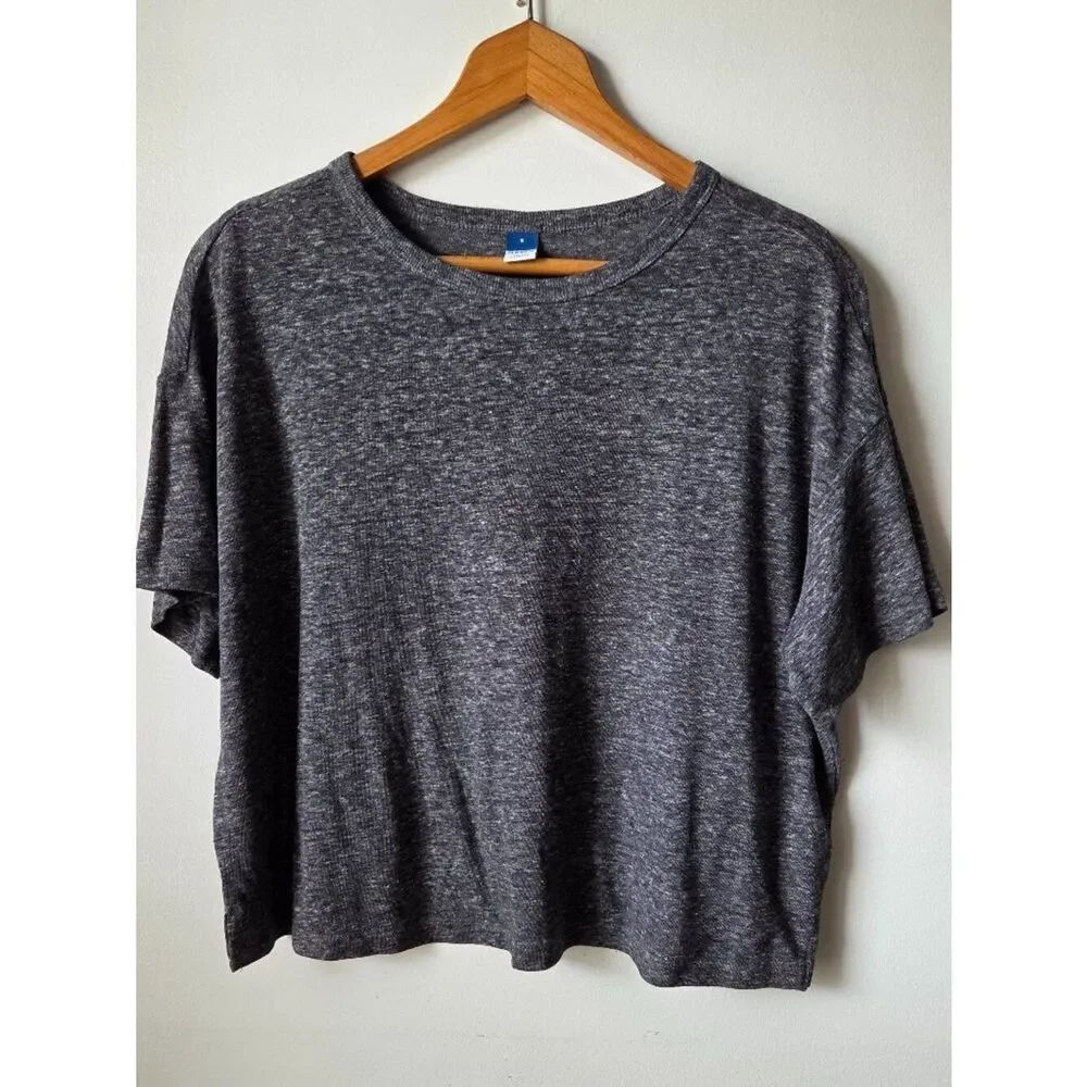 EUC OLD NAVY LINEN BLEND GREY HEATHERED TEE SIZE SMALL OVERSIZED